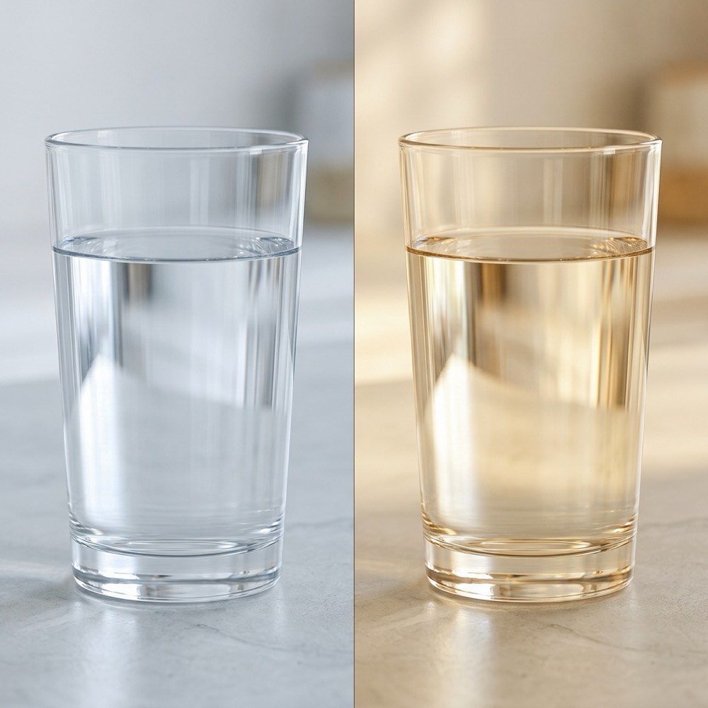 RO water vs ionized water — same glass, different water