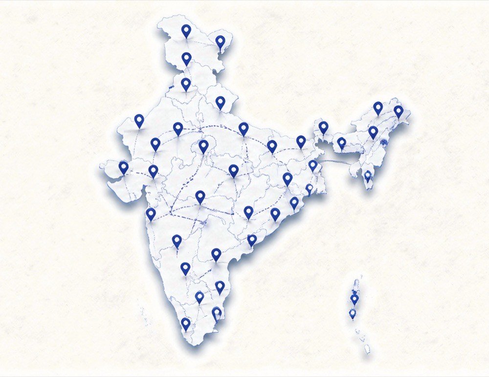 SOMAWA pan-India service network — 500+ cities served