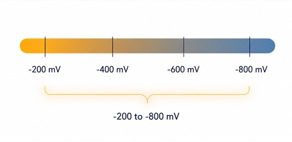 ORP scale from -200 mV to -800 mV showing SOMAWA's negative ORP range