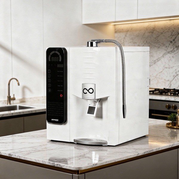 SOMAWA Udaka installed in a premium Indian kitchen — clean, single-unit on marble countertop