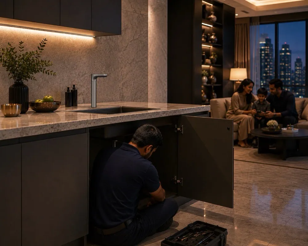 SOMAWA technician installing machine in a real Indian home