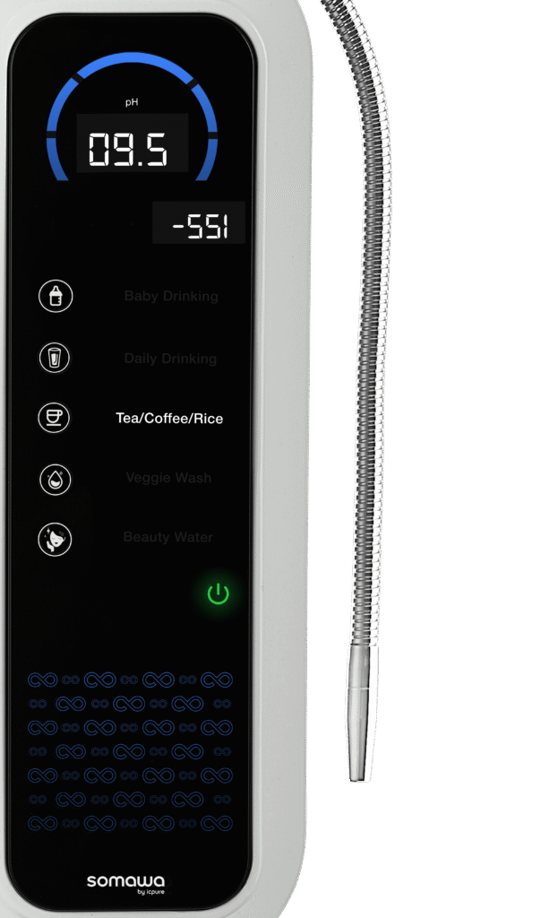 Somawa Amara pH 9.5 alkaline water, promoting optimal hydration and wellness