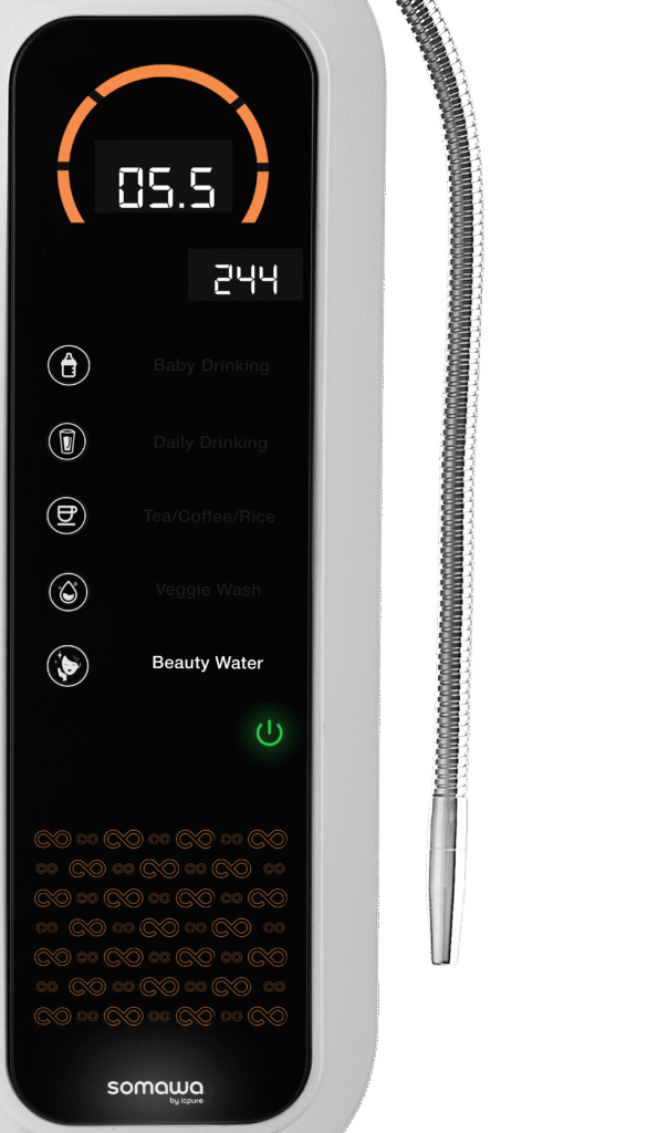 Somawa Amara pH 5.5 water bottle, providing mildly acidic water for skin care, digestion, and overall wellness